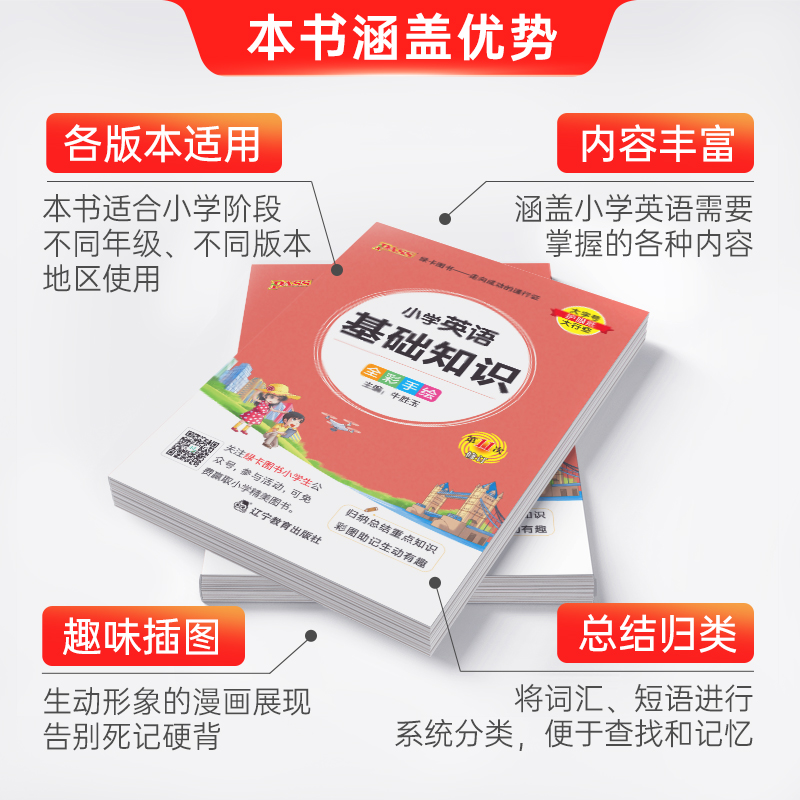 小学英语基础知识 小学通用 [正版]2024版pass绿卡图书小学英语基础知识手册 全彩版口袋书小学生通用知识大全 小升高清大图