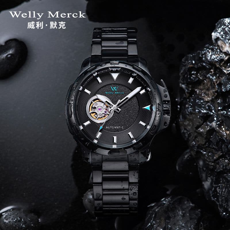 welly merck威利默克手表男新款自动机械表品牌正品防水时尚男表冒险家系列镂空腕表WM038M图片