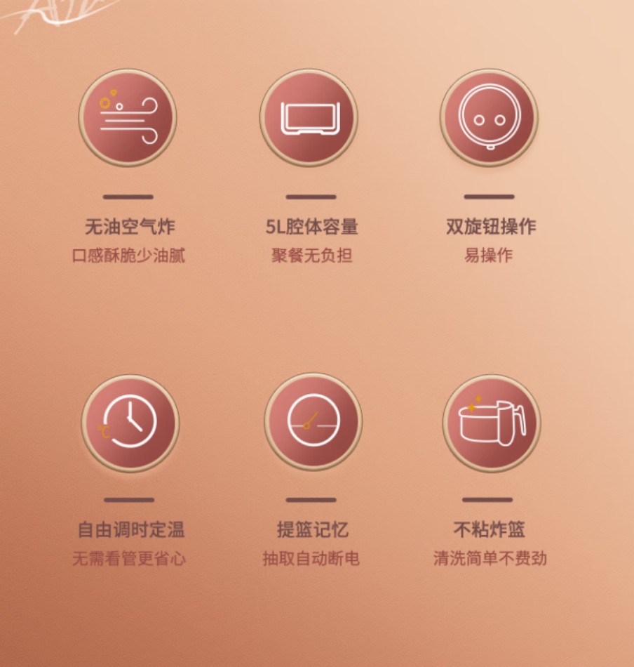 荣事达(Royalstar)多功能空气炸锅 5升大容量 RS-AF901 米白色高清大图