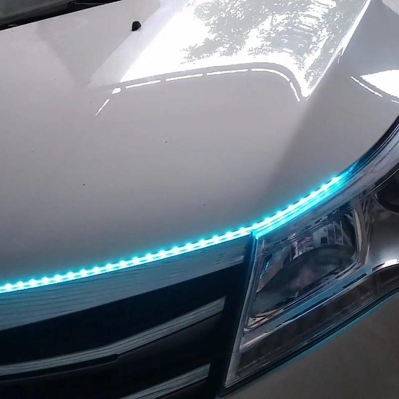 汽车装饰灯引擎盖跑马流水灯装饰眉灯霹雳流水灯长亮蓝色90cm