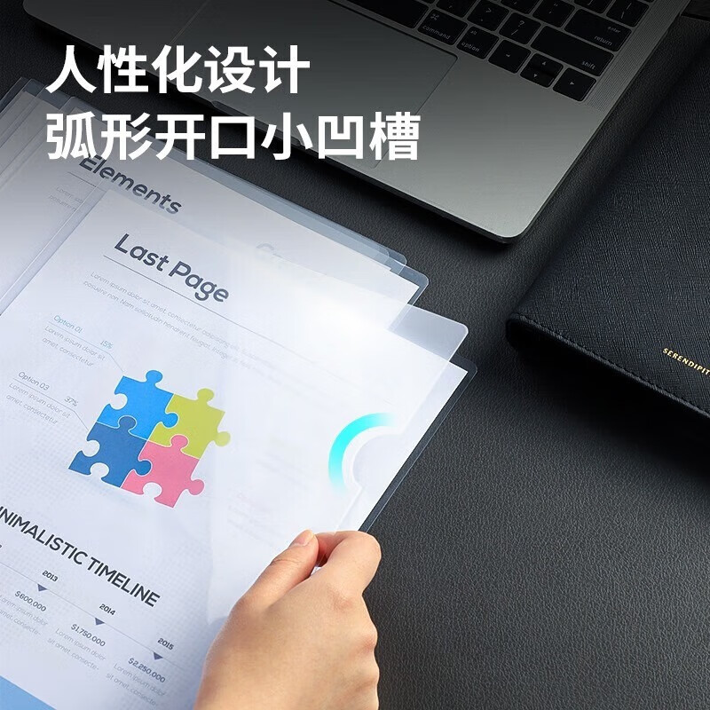 得力(deli)100只A4L型文件套 文件夹透明单片夹 票据收纳 加厚二页式文件夹文件快递袋 5706-100得力(d高清大图