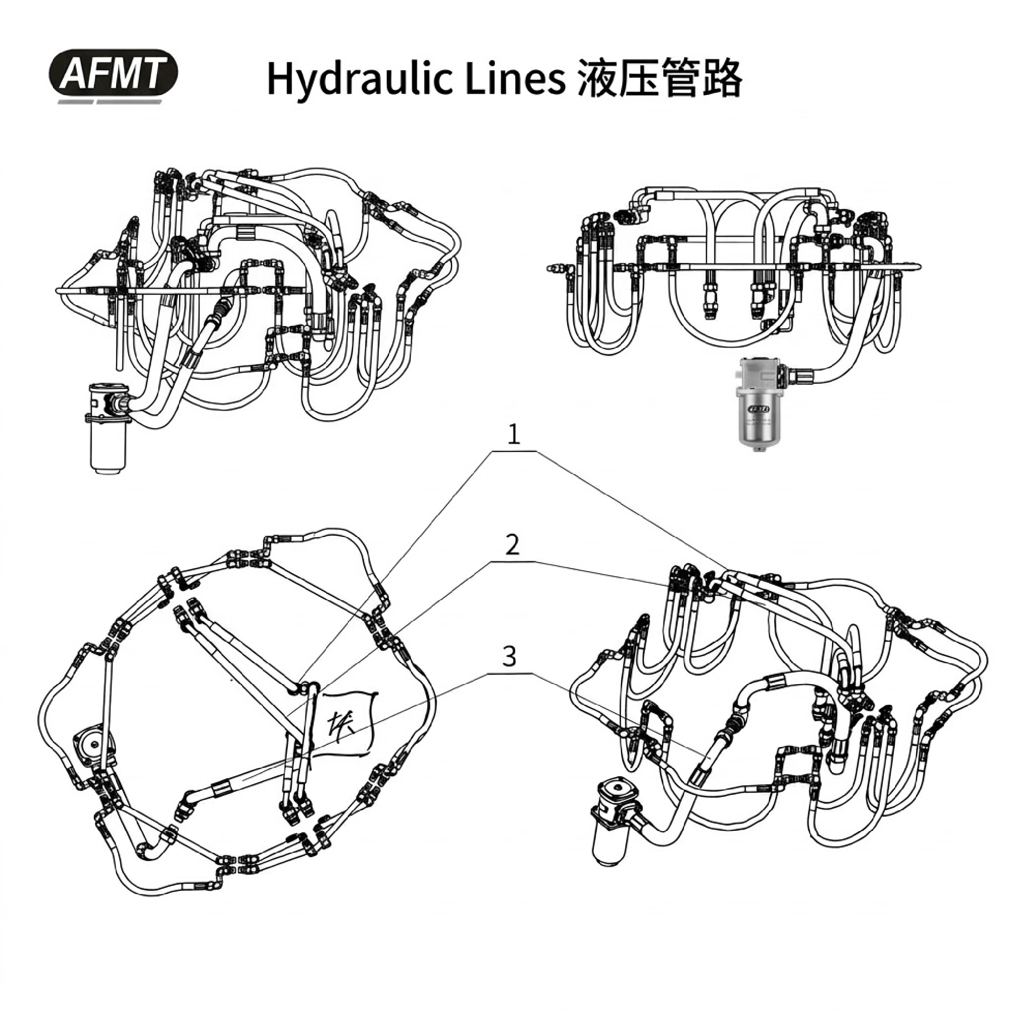 昂丰 AMHG-F-16-10Z垃圾吊抓斗配套闭合管路配件 单位:套高清大图