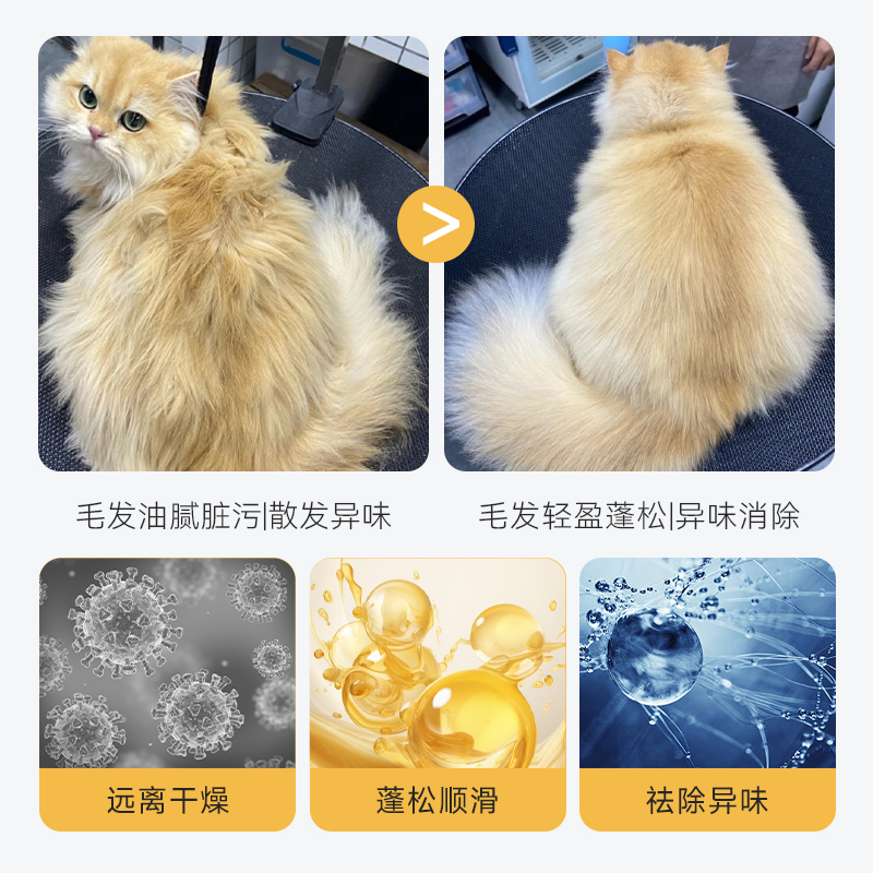 HWKW 猫咪通用沐浴露氨基酸配方洗护二合一宠物洗澡去污香波300ml高清大图