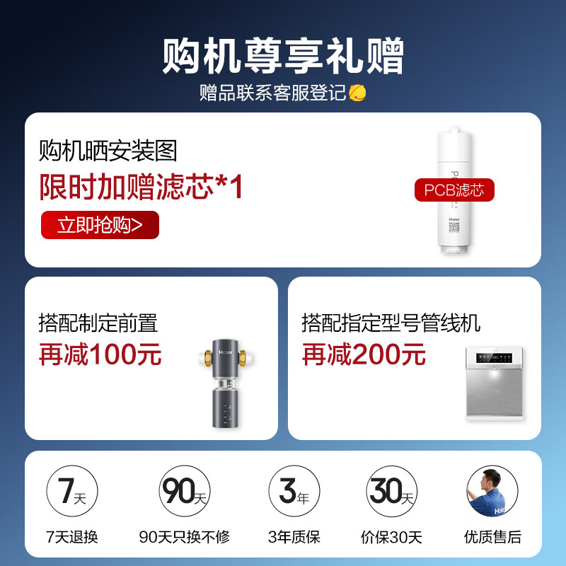 海尔(Haier)净热一体温热水1000G鲜活水ProMax加热净水器瞬时1600G厨下进口膜5年长效RO膜净饮机高清大图