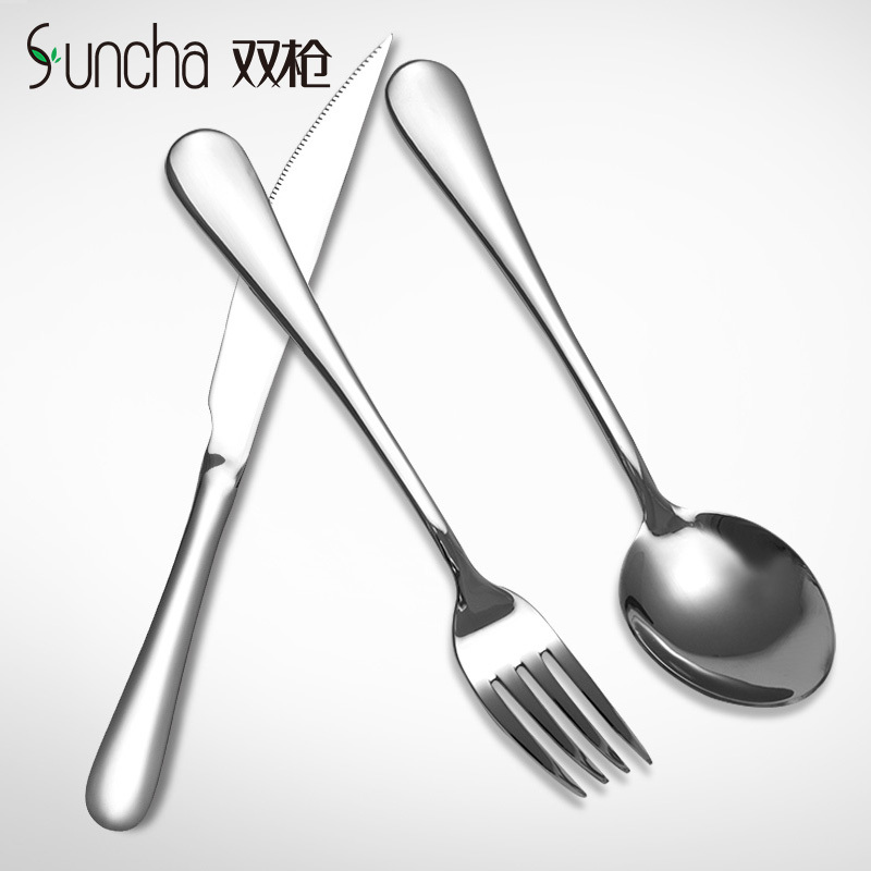 双枪(Suncha)牛排刀叉勺套装 不锈钢刀叉勺三件套牛排套刀西餐刀组合装 CF1114