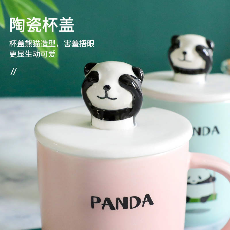 美帮汇马克杯带盖勺情侣杯一对韩版少女创意陶瓷牛奶杯喝水杯子高清大图