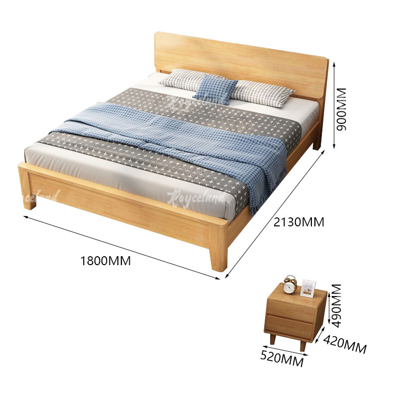 洛诗莲 (RoyceLand) 实木床宿舍家具1.8米双人床含两个床头柜 1800*2130*900