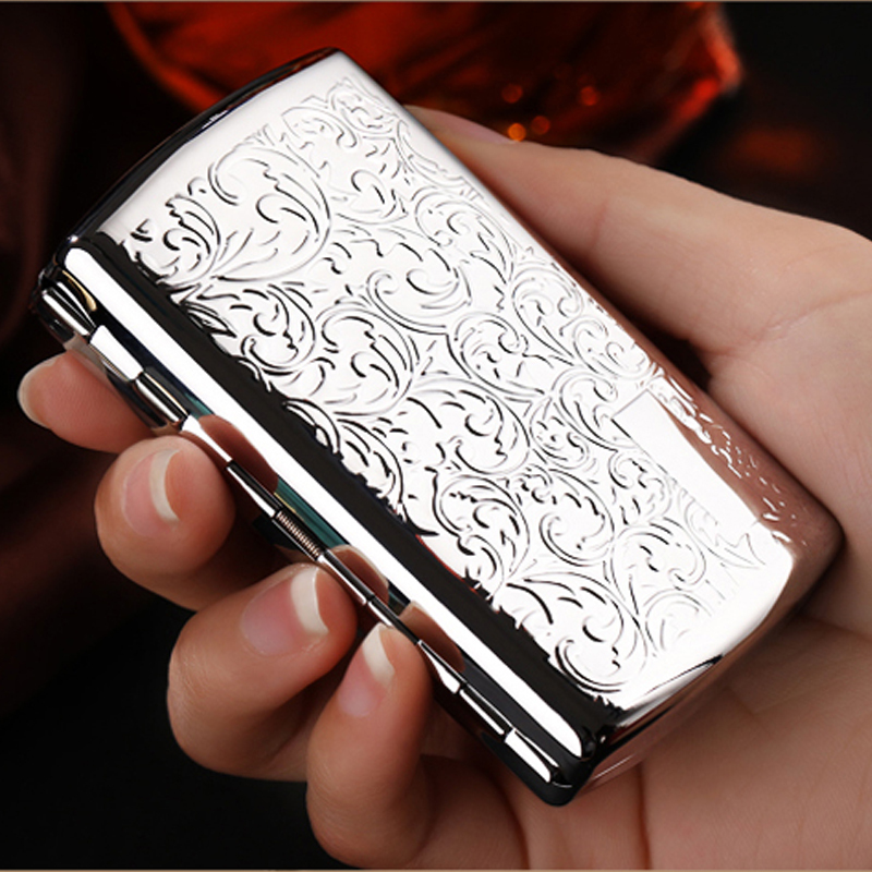 Junzhan烟具唐草唐草12支装烟盒男女超薄便携小巧创意个性潮铜金属防水香菸盒 价格图片品牌报价 苏宁易购骏展礼品专营店