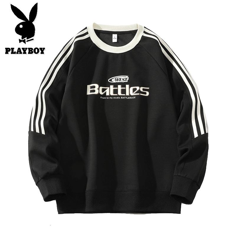 花花公子新款高品质卫衣男潮流2025春款新款印花套头青少年长袖学生宽松单穿_296高清大图