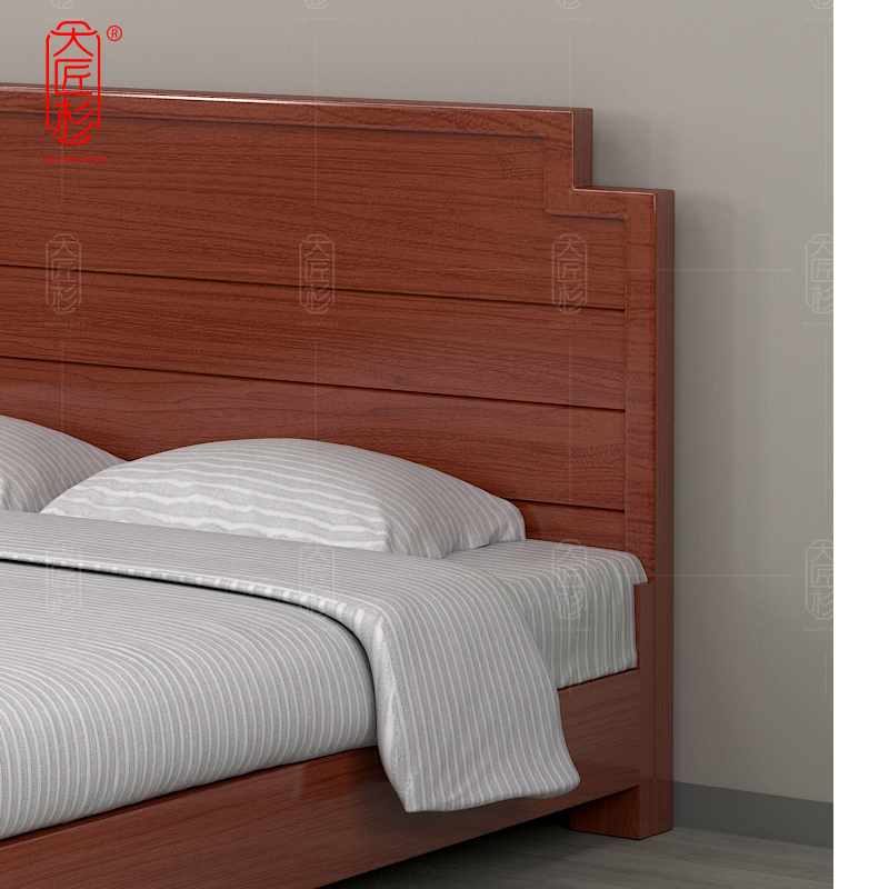 大匠杉 床实木高屏床 2020*1800mmDCT318高清大图