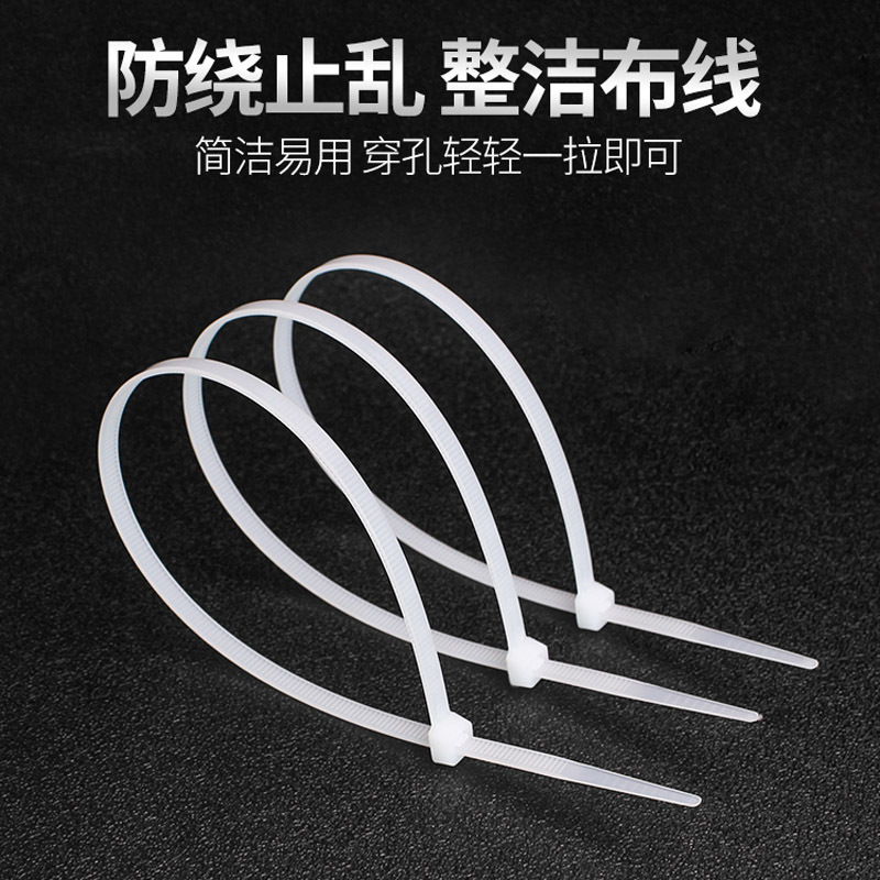 TAOQI 自锁式尼龙扎带4*300mm塑料固定扎线带电线捆扎线束带强力白色