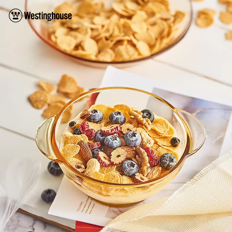 西屋(WESTINGHOUSE)晶彩系列餐具6件套 WBL02家用碗碟 盘子耐热玻璃碗 琥珀色餐具 套装高清大图