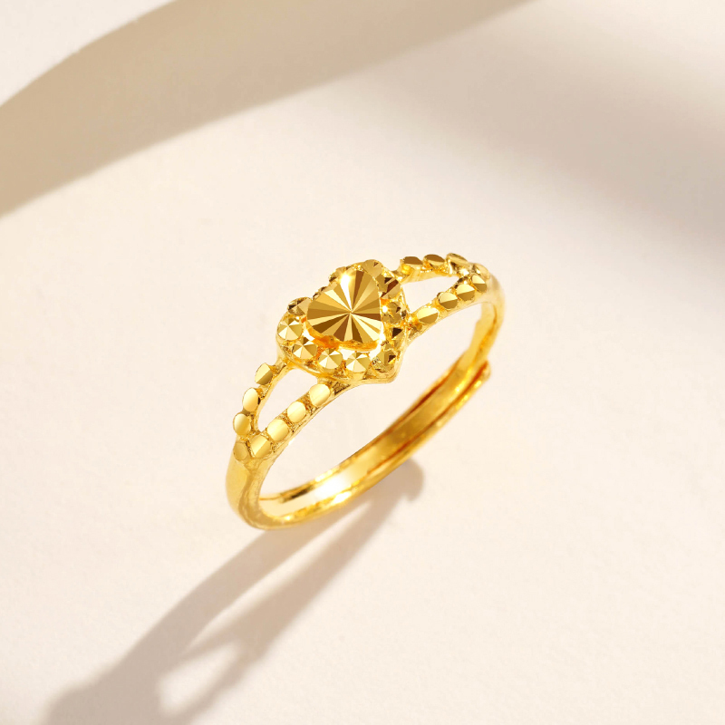 周贝贝珠宝黄金戒指爱心女士心形活口戒指zhjj0002