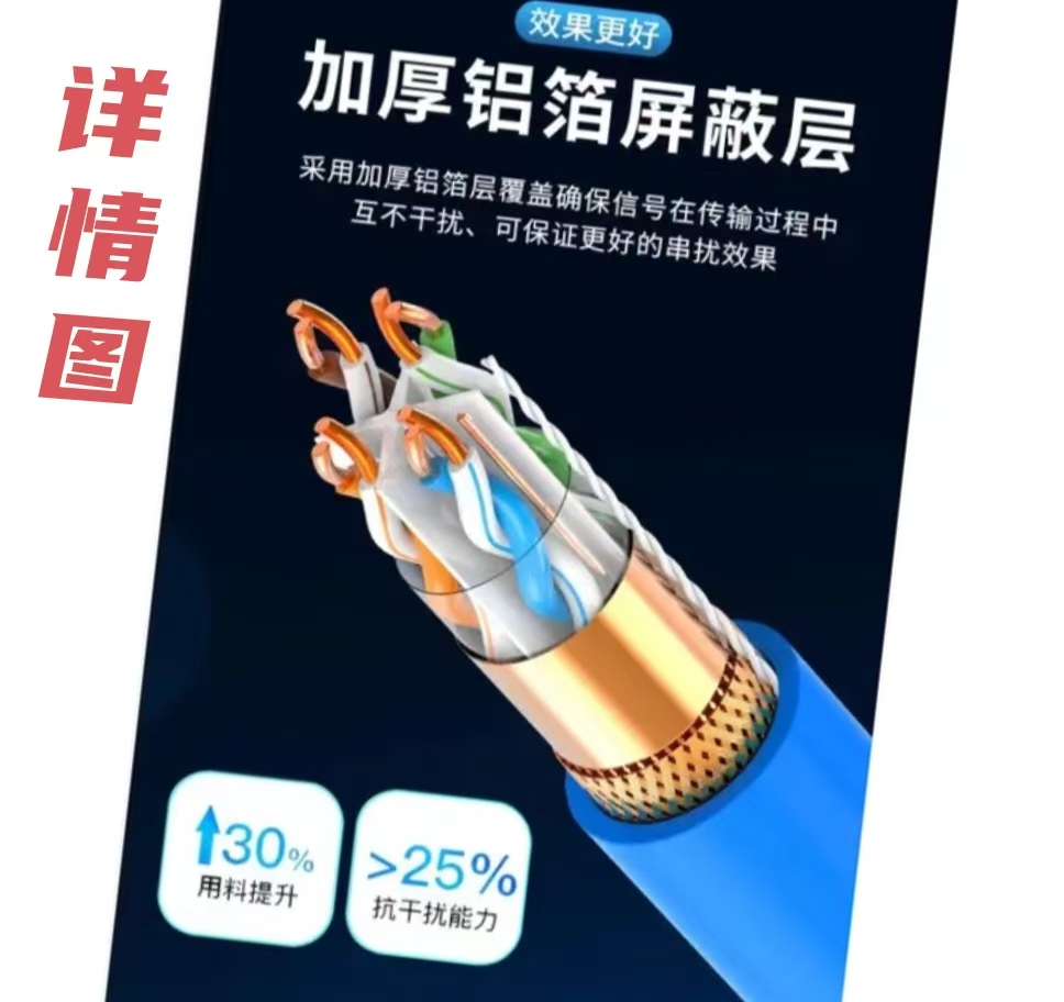 苏玖创超六类网线无氧铜双屏蔽300m 箱高清大图