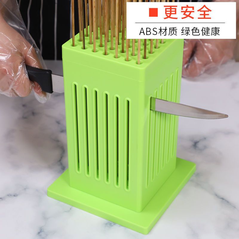 穿串商用串肉串家用切羊肉串穿肉器撸串烧烤串串|蓝色[加厚款] 套餐三送切肉刀+透孔针+竹签160根