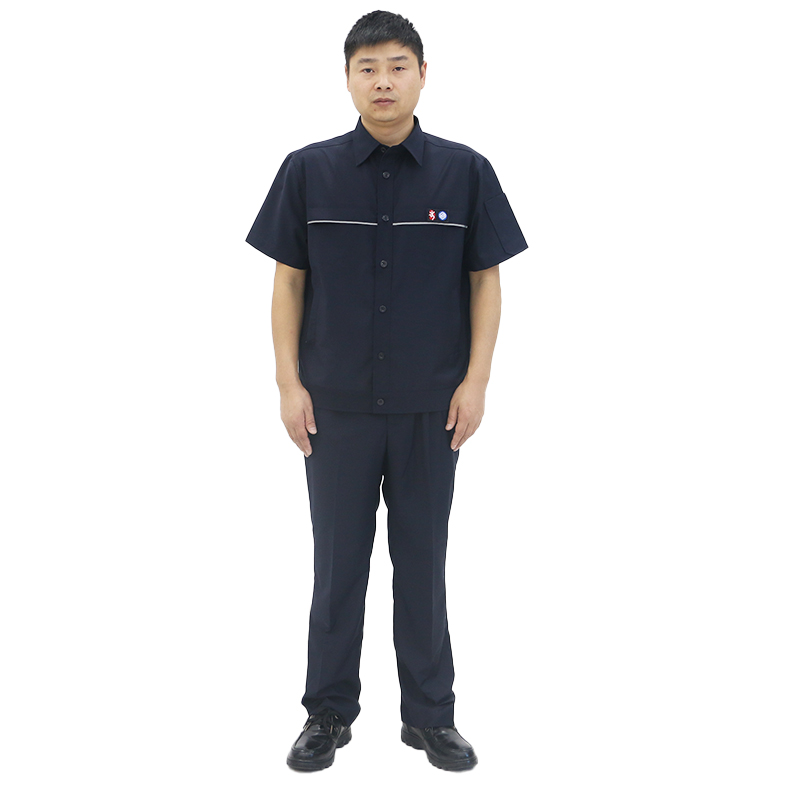 燕舞 BD2AG222101B1F 男式短袖防静电工作服套装 定制款 165-190码（计价单位：套）藏蓝色高清大图