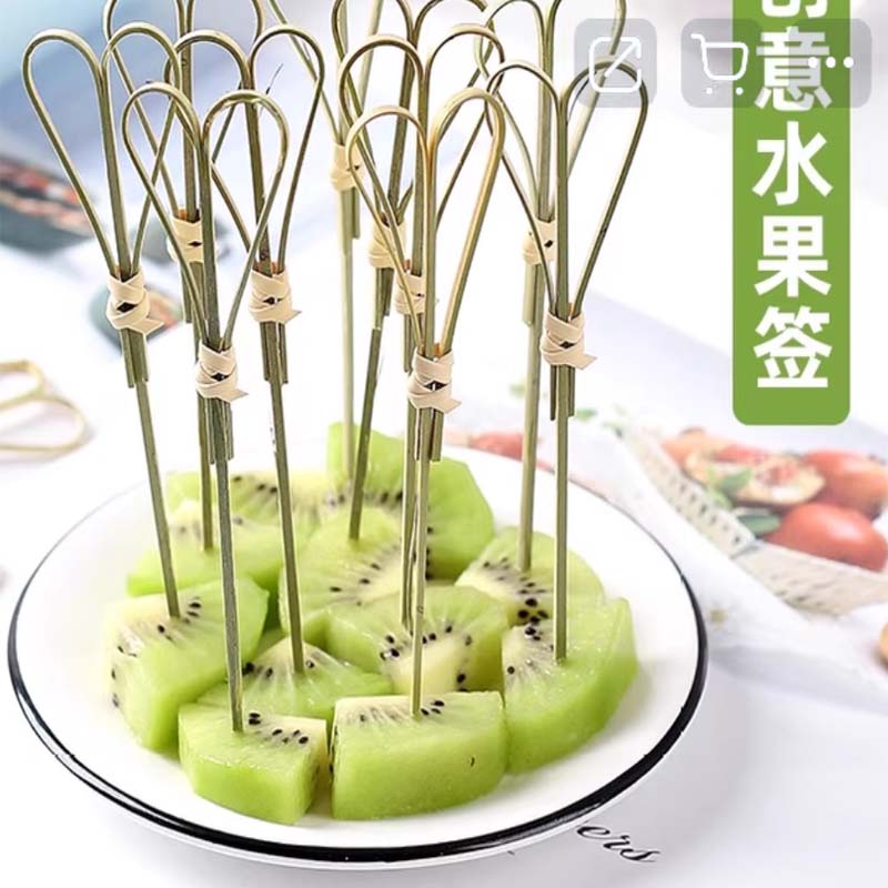 小竹签签子 品牌:塔夫曼;规格型号:青皮爱心剪刀签12cm-【100支】
