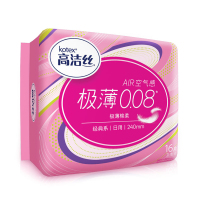 高洁丝(Kotex)AIR0.08极薄棉柔姨妈巾日用240mm*16片