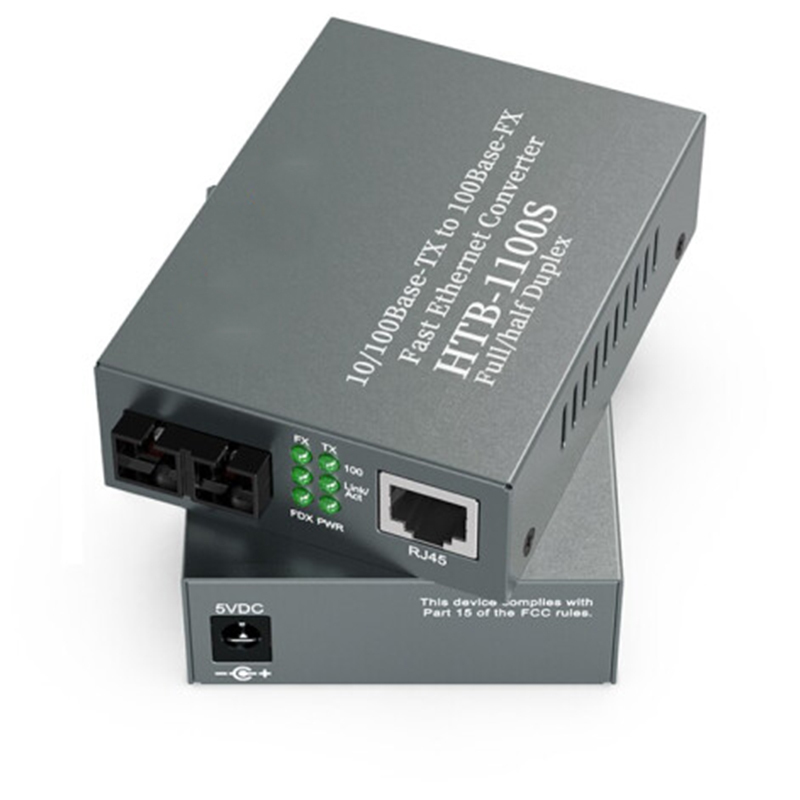 HIKVISION 光电转换器 HTB-1100S-25KM 百兆单模双光纤收发器 光电转换器 外置电源 SC接口 商业
