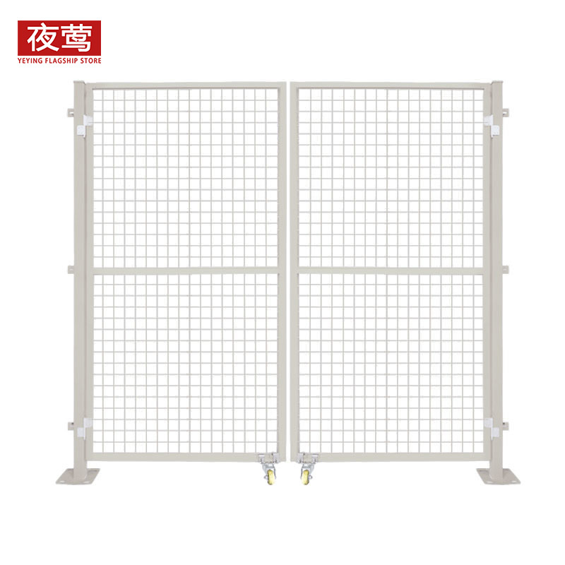 夜莺 车间隔离网门工厂仓库围栏网防护网快递分拣隔断网配套门铁丝网门防护栅栏 白色2.0米高*总3米宽对开门