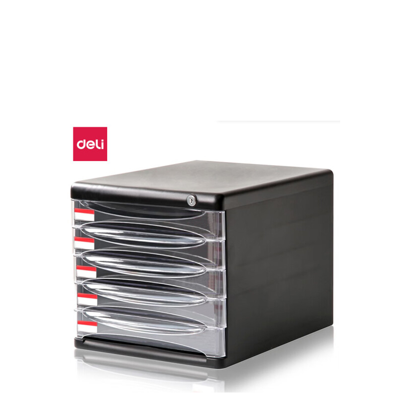 得力(deli)9795 5层带锁手拉桌面文件柜高清大图