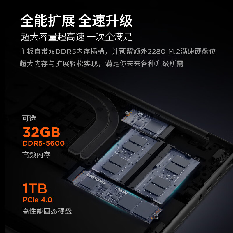 联想小新Pro14C超能本 轻薄笔记本电脑 锐龙7H255 32G 1T 2.8K OLED 120Hz 1100nits高清大图