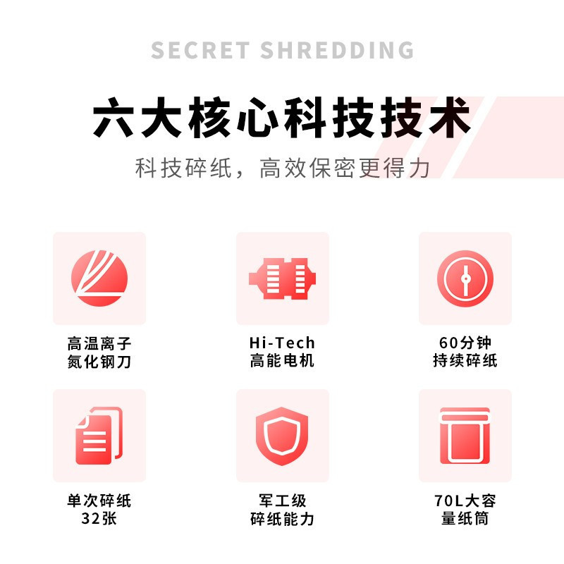 得力（deli） SE664 保密碎纸机 国保二级保密认证 碎纸机 容量75L 静音 碎卡 光盘 连续碎32张 SZ