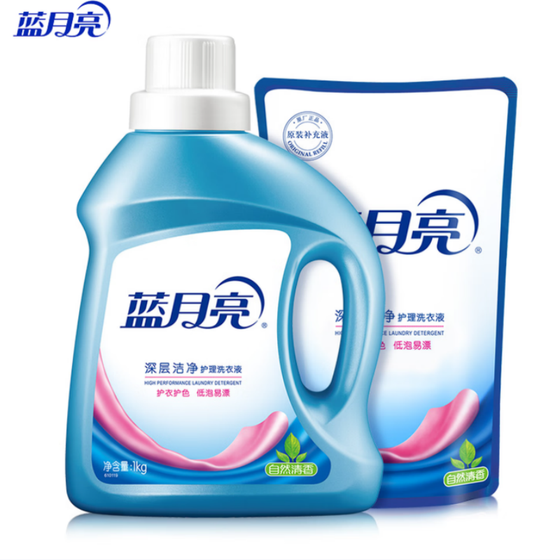 蓝月亮 深层洁净洗衣液 自然香洁净1kg+袋装500g