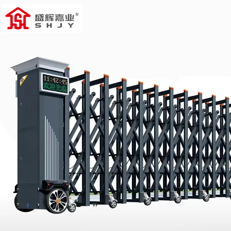 盛辉嘉业 智能电动伸缩门自动折叠不锈钢遥控工厂学校无轨电动大门高清大图