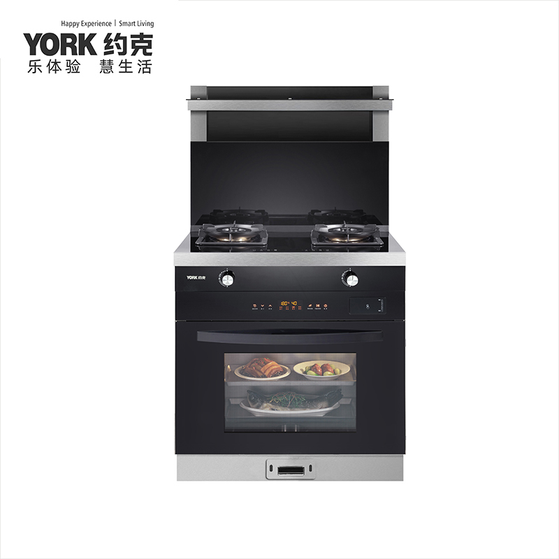YORK约克集成灶YK-J58ZK蒸烤一体家用变频大吸力自动清洗侧吸油烟机燃气灶消毒柜大容量蒸箱烤箱一体灶