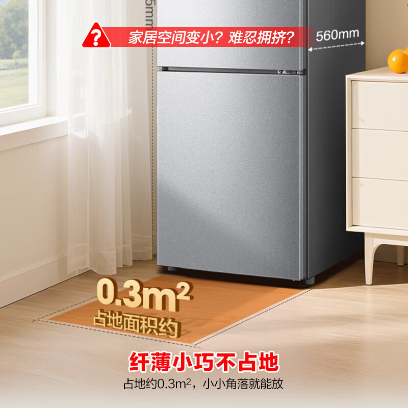 容声 BCD-185E10BNLAD 凯撒银 185升双开门二门两门家用电冰箱小型节能省电超薄冷藏冷冻两用高清大图