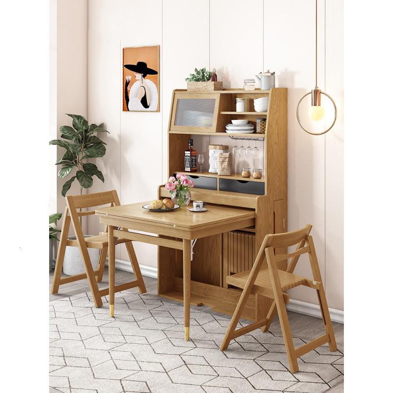 北欧小户型伸缩折叠餐桌椅餐边柜一体组合 现代简约吃饭桌子