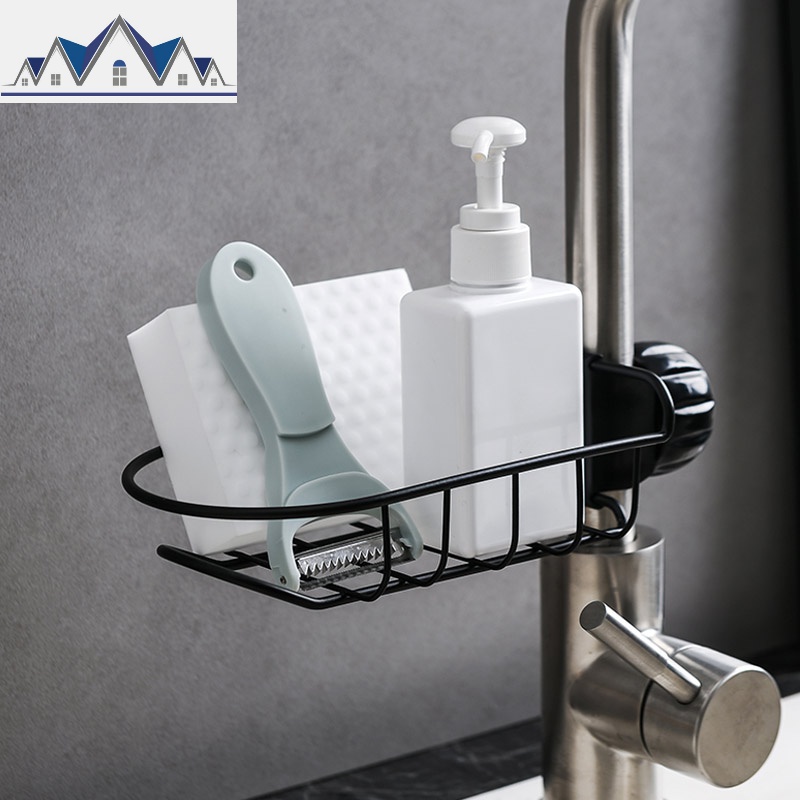 厨房水龙头置物架不锈钢洗碗水池收纳架子水架抹布沥水架海绵篮_4_537高清大图