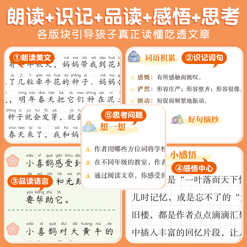 [进阶练习]阅读力训练+大语文阅读理解 五年级上 [正版]大语文精读阅读力训练一二年级三四五六年级晨读美文语文阅读理解强