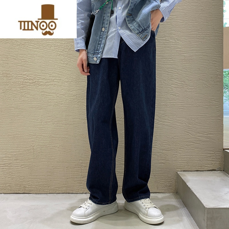 YANXU欧美高街vibe裤子ins潮美式复古牛仔裤男宽松直筒垂坠感休闲长裤高清大图