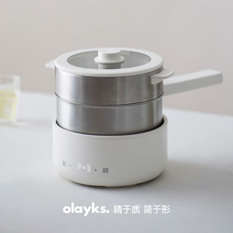 OLAYKS 电煮锅家用宿舍多功能分体式电炒蒸煮泡面锅 2.5L 单机(FTG00501) 1L
