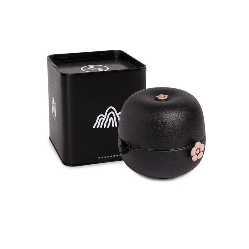 万仟堂 旅行茶具 陶瓷杯 茶杯 水杯 梅花客·快客杯 一壶一杯 黑铁釉 / 套