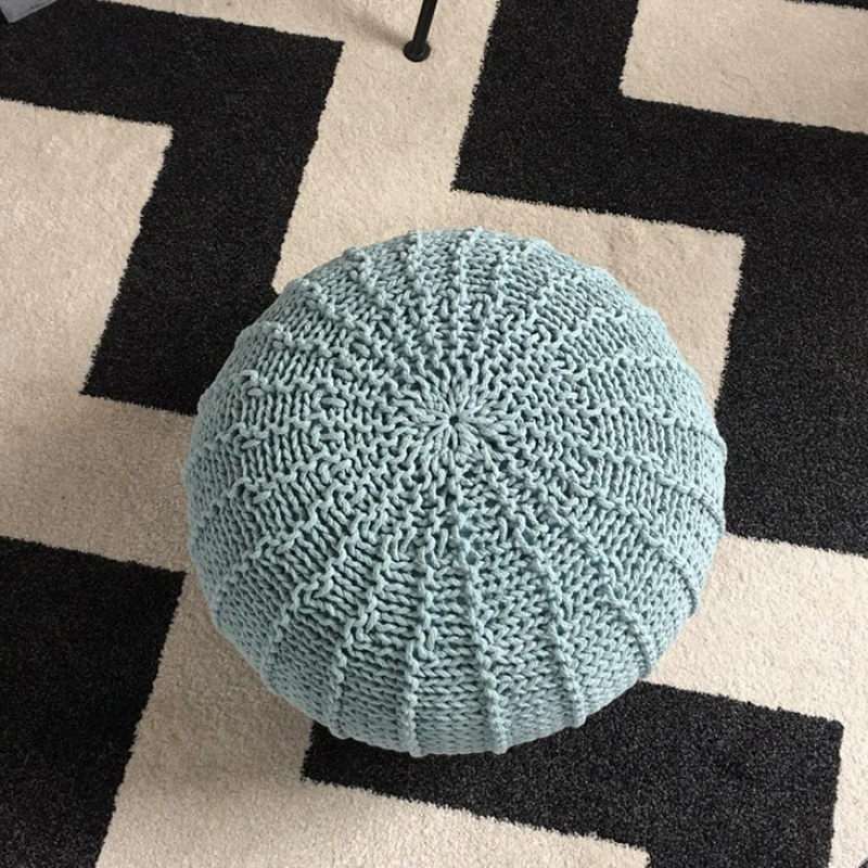 北欧现代客厅坐墩圆墩创意手工编织垫沙发搁脚凳换鞋凳定制常规款淡