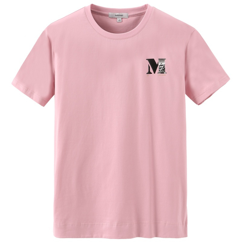 商场同款马克华菲短袖t恤男士夏季新款植绒粉色上衣