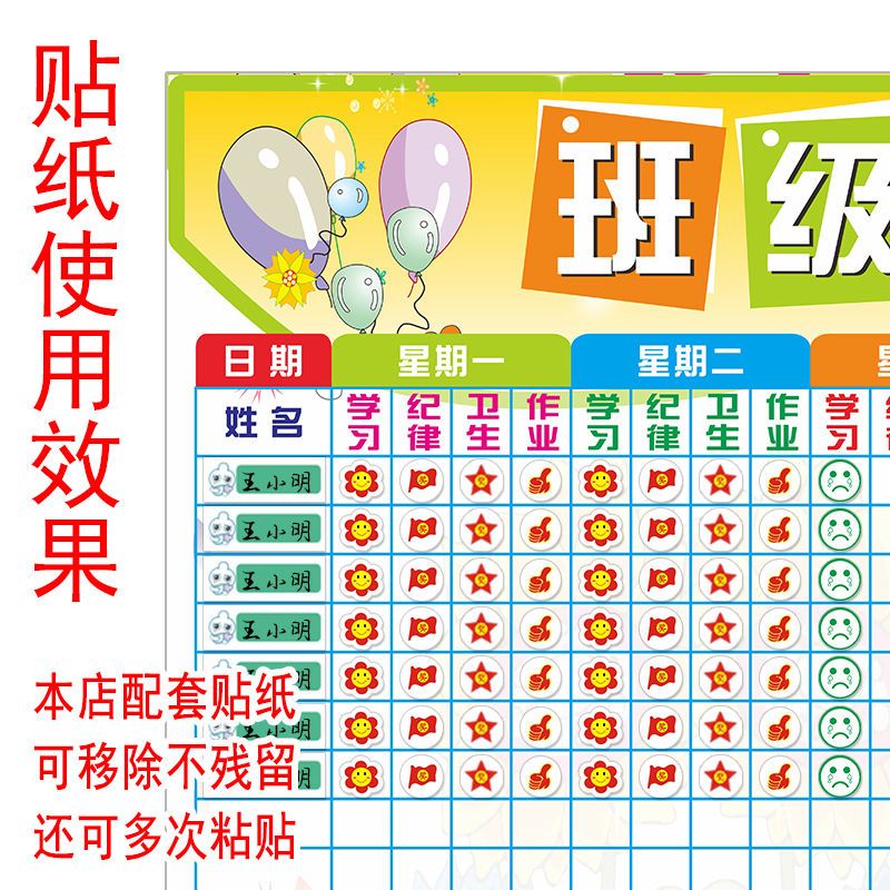 小学生班级评比栏墙贴 教室小组积分表 幼儿园表现栏 班级自律表