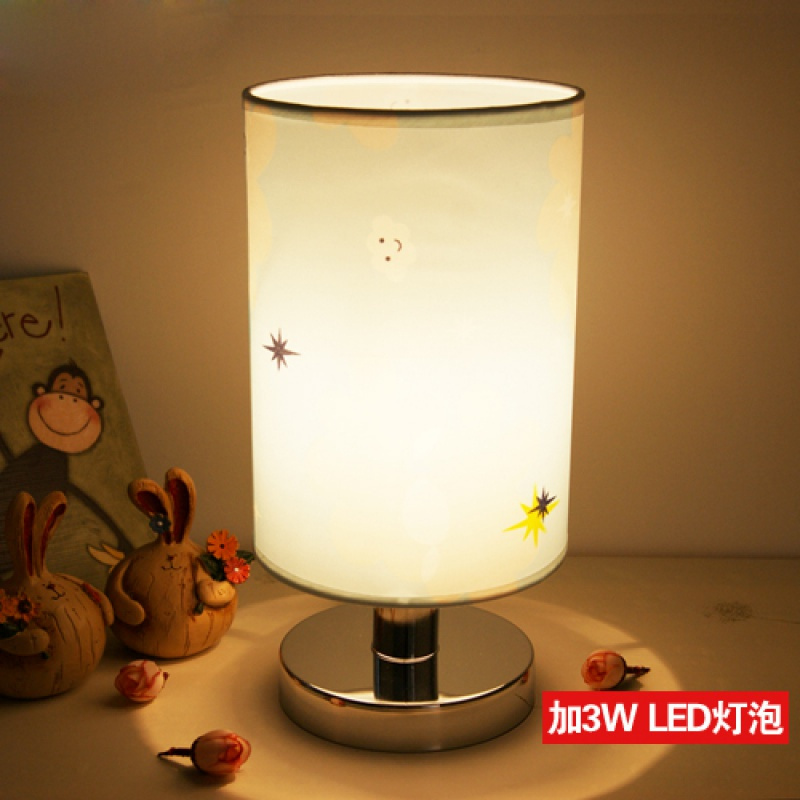 创意卧室床头台灯看书温馨喂奶阿斯卡利节能可调光礼品现代简约时尚小台灯 童年+3瓦LED灯泡 调光开关