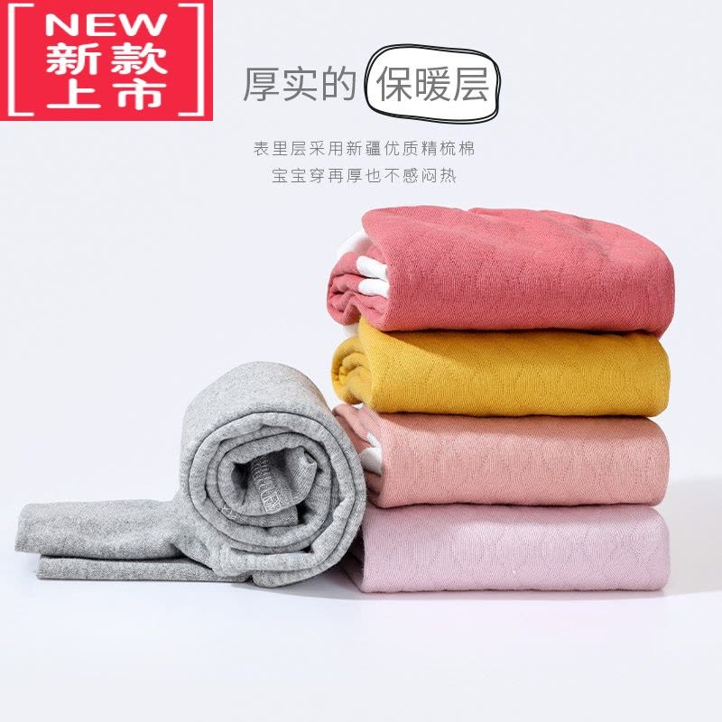 可莉允婴儿裤子春秋冬季加厚新生儿童高腰护肚裤夹棉保暖宝宝打底裤保暖裤图片