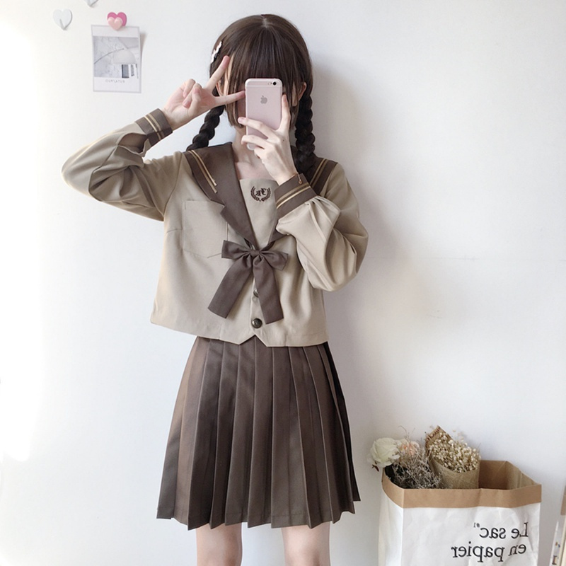 威珺女士制服套装制服襟中间服日系长袖水手服裙女秋校服学院风套装威珺 价格图片品牌报价 苏宁易购至美鞋服专营店