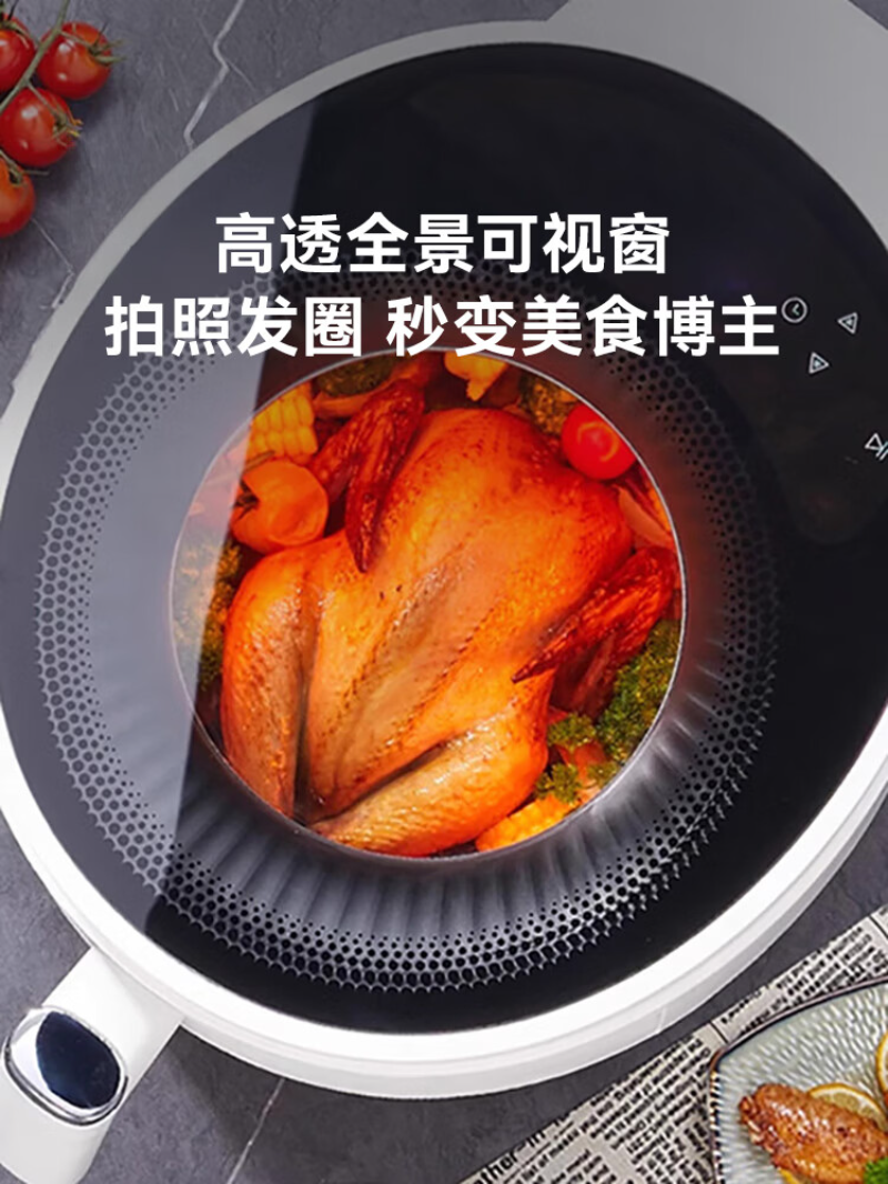 膳魔师 家用智能实用无油烟大容量可视空气炸锅 5L EHA-5752E-W高清大图