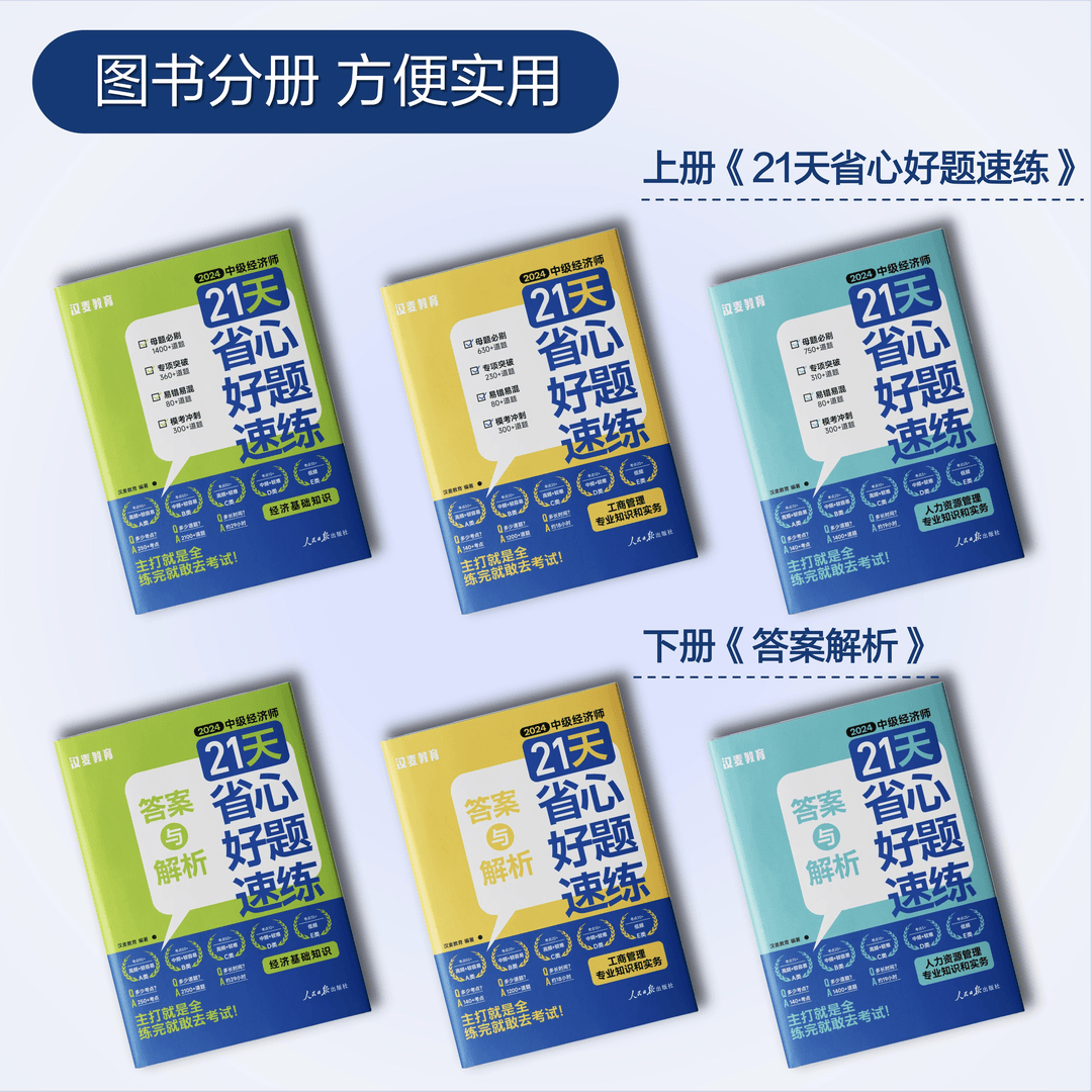 刷题黄金组合-经济基础+人力资源管理 [正版]2024中级经济师21天省心好题速练母题真题卷模拟卷刷题题库中级经济师练习高清大图