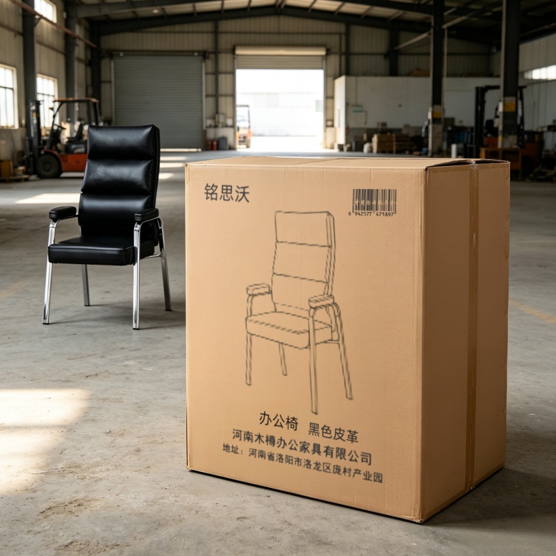 铭思沃办公椅黑色皮革把高清大图