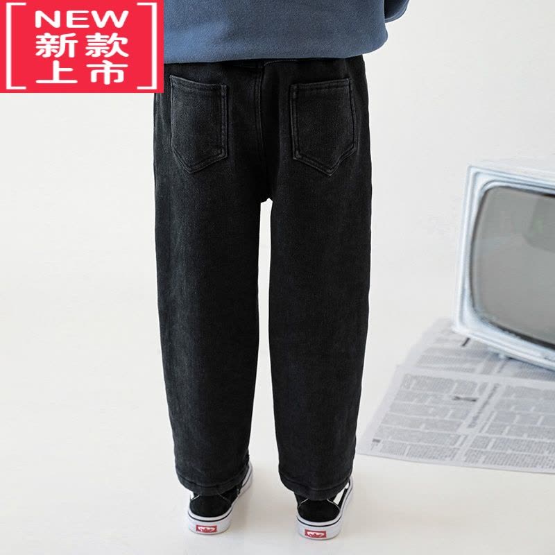 可莉允男童加厚复合一体绒牛仔裤2022年冬季中大童保暖舒适裤子保暖裤图片