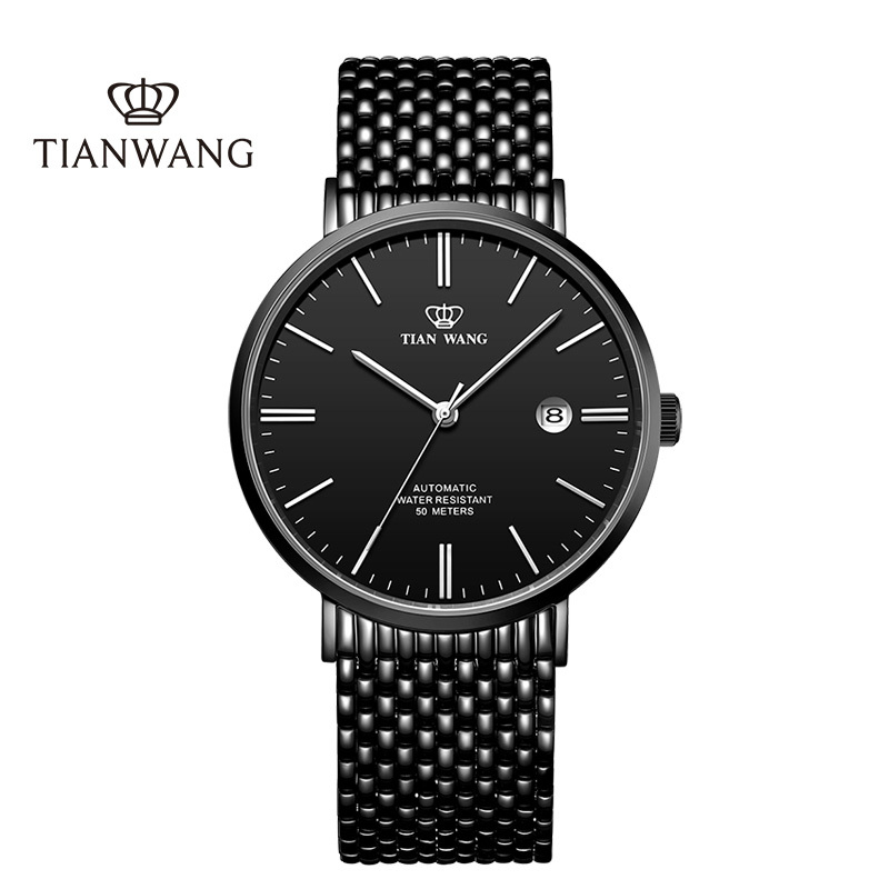 天王表(TIANWANG)手表 Twinkle系列自动机械男表时尚散珠带男士手表单历高端蝴蝶扣手表GS51016