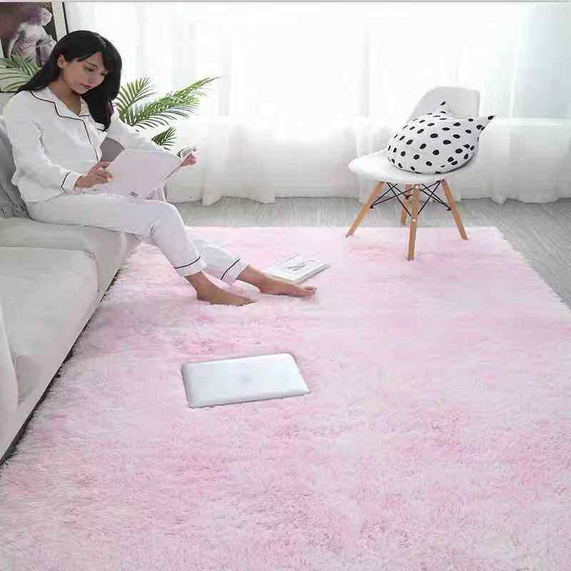 美帮汇北欧ins地毯客厅茶几卧室满铺房间网红床边毛毯地垫家用 扎染少女粉 100x160cm