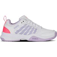 K-SWISS女网球鞋轻便透气舒适防滑耐磨时尚百搭运动鞋 White/Orchid_Petal/Neon_Blaze 39.5